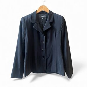 Free People Byron Blazer Sz 8 Black 4 Buttons Lined Pockets Adjustable Back Vtg